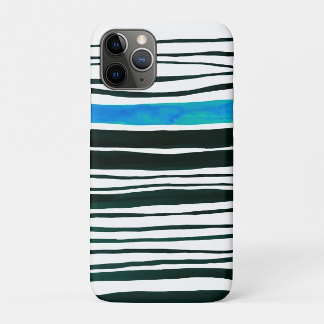 Funda De Case-Mate Para iPhone Rayas azules negras, blancas y mediterráneas (Reverso)
