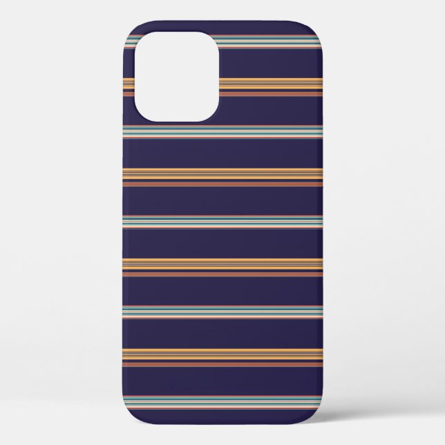 Funda De Case-Mate Para iPhone Rayas azules retro lindas (Reverso )