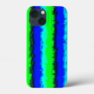 Funda Para iPhone 13 Mini Rayas Azules Verdes de Vidrio Roto