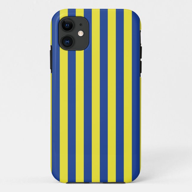 Funda De Case-Mate Para iPhone Rayas Azules y Amarillas  (Reverso)