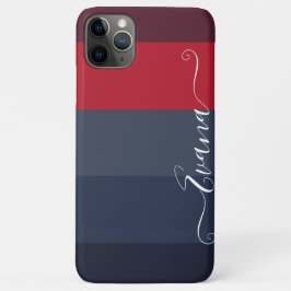 Funda Para iPhone 11 Pro Max Rayas Azules y Navy Bloque de Color Personalizar N