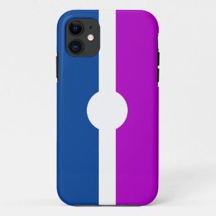 Funda Para iPhone 11 Rayas blancas azul geométricas rosadas reales