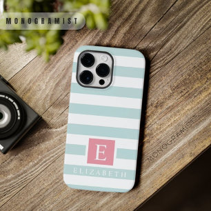 Funda Para iPhone 14 Pro Max De Case-Mate Rayas blancas azules de color azul pastel cian cla