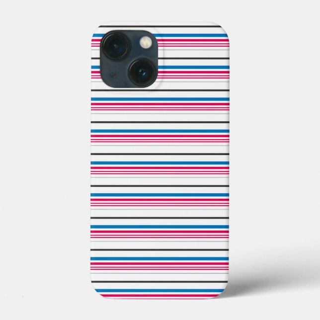 Funda De Case-Mate Para iPhone Rayas blancas azules lindas (Reverso )