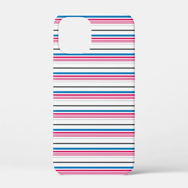 Funda De Case-Mate Para iPhone Rayas blancas azules lindas (Reverso )