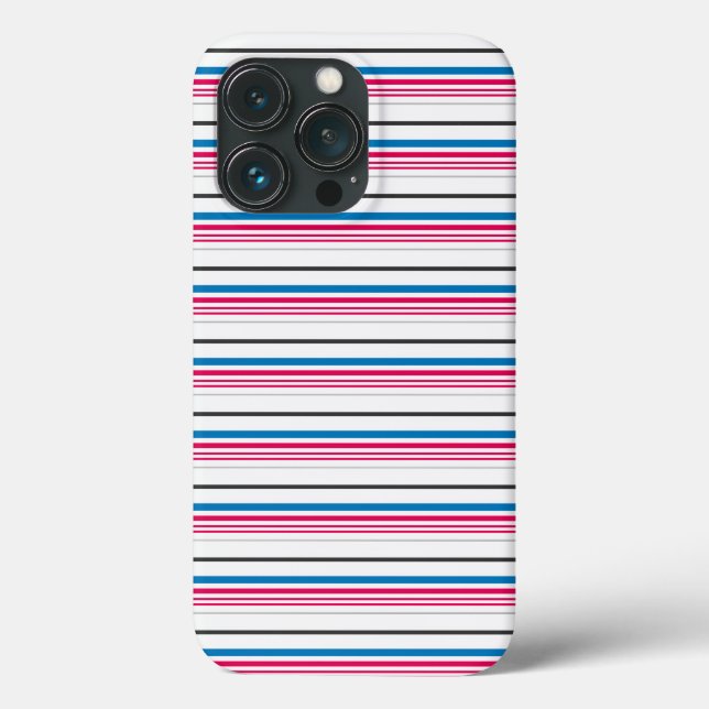Funda De Case-Mate Para iPhone Rayas blancas azules lindas (Reverso )