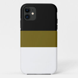 Funda Para iPhone 11 Rayas blancas de oliva dorada contemporáneas