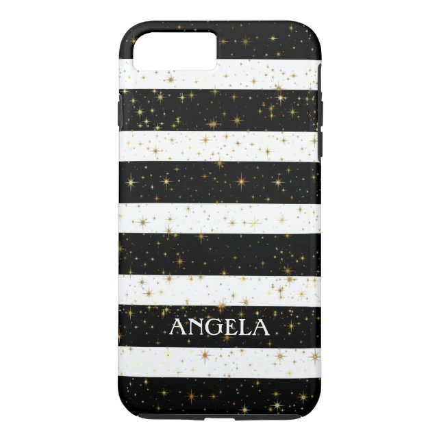 Funda De Case-Mate Para iPhone Rayas blancas negras modernas (Reverso)