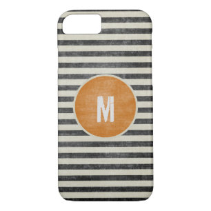 Funda Para iPhone 8/7 Rayas blancas negras resistidas monograma retro