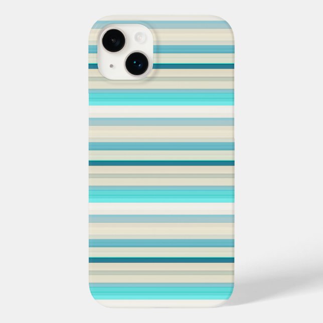 Funda De Case-Mate Para iPhone Rayas blancas y aqua lindas (Reverso )