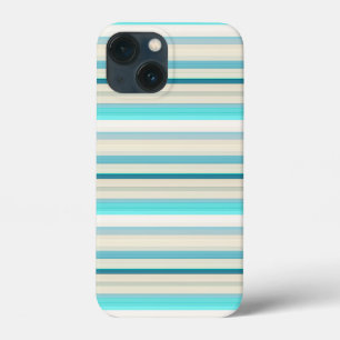 Funda Para iPhone 13 Mini Rayas blancas y aqua lindas