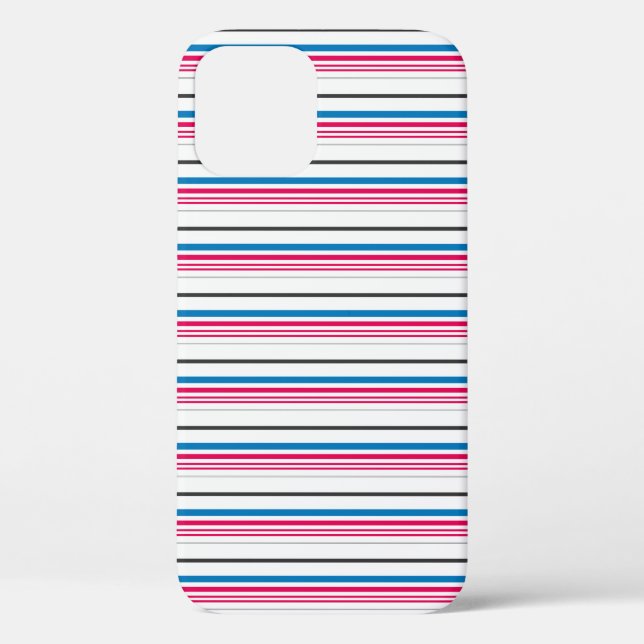 Funda De Case-Mate Para iPhone Rayas blancas y azules lindas (Reverso )