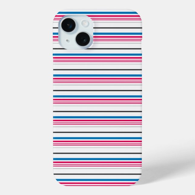 Funda De Case-Mate Para iPhone Rayas blancas y azules lindas (Reverso )
