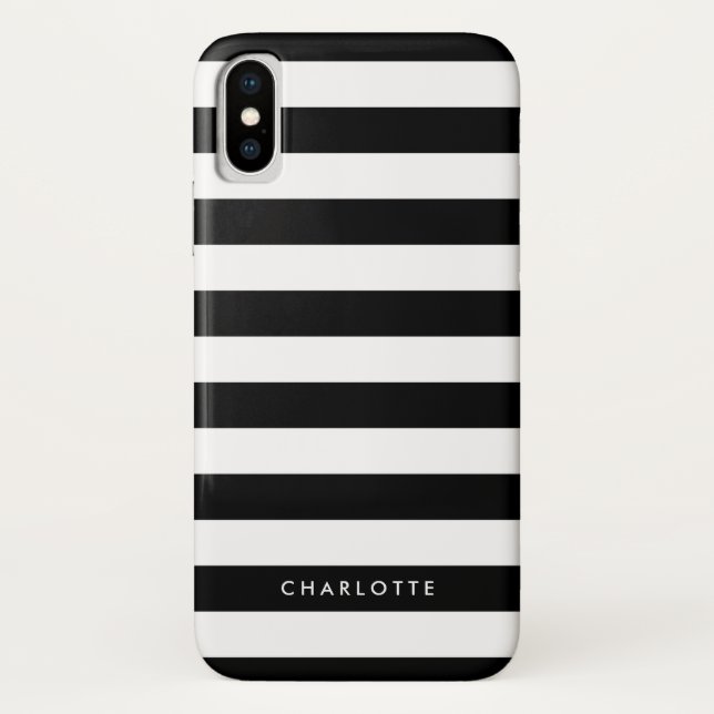 Funda De Case-Mate Para iPhone Rayas blancas y negras personalizadas (Reverso)
