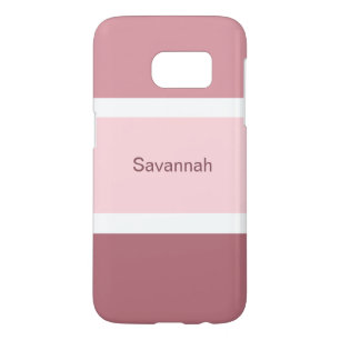 Funda Para Samsung Galaxy S7 Rayas Blancas Y Rosa Personalizadas Modernas