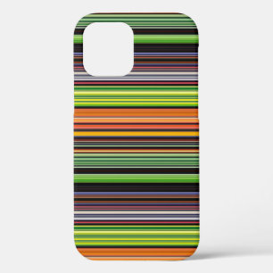 Funda Para iPhone 12 Pro Rayas coloridas negras lindas