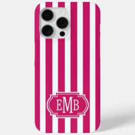 Funda Para iPhone 15 Pro Max Rayas con monograma de bayas y blanco