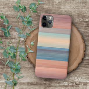 Funda Para iPhone 11 Pro Max Rayas de Acuarela Azul Turquesa Naranja Arte