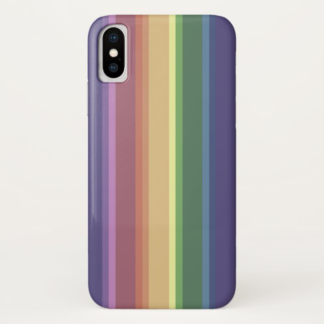 Funda De Case-Mate Para iPhone Rayas de arco iris mudas (Reverso)