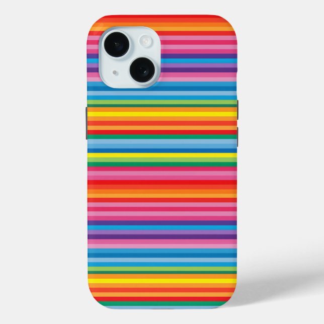 Funda De Case-Mate Para iPhone Rayas de arcoíris alegres (Reverso )