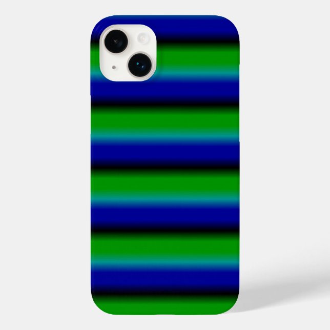 Funda De Case-Mate Para iPhone Rayas de arcoíris verde azul (Reverso )
