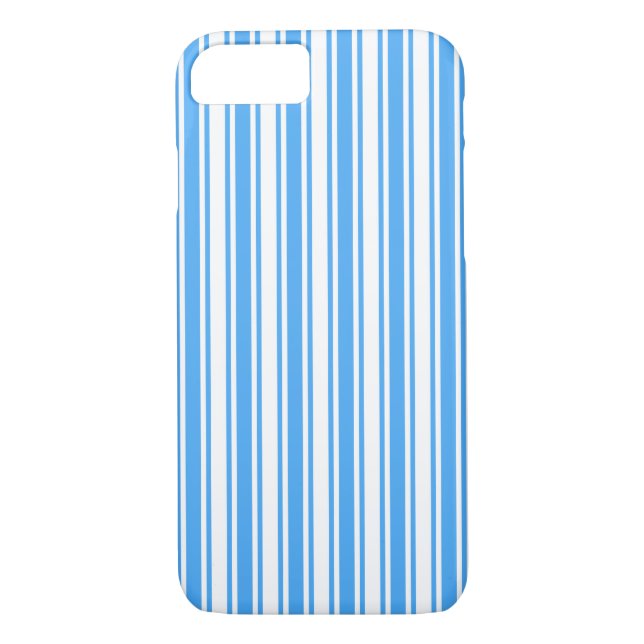 Funda De Case-Mate Para iPhone Rayas de caramelo azul y blanco (Reverso)