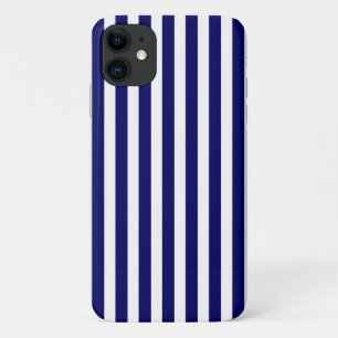 Funda Para iPhone 11 Rayas de caramelo azules marino y blancas