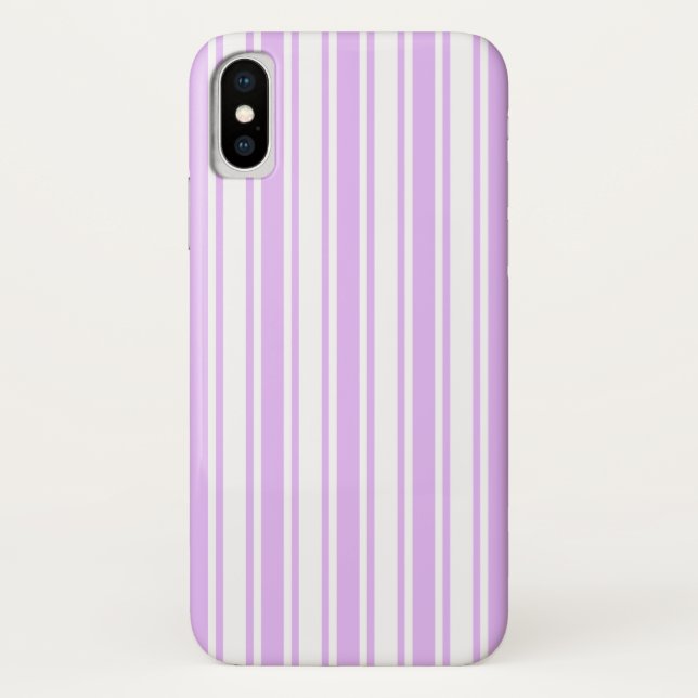 Funda De Case-Mate Para iPhone Rayas de caramelo blanco y púrpura (Reverso)