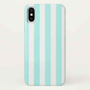 Funda Para iPhone X Rayas de caramelo blanco y turquesa