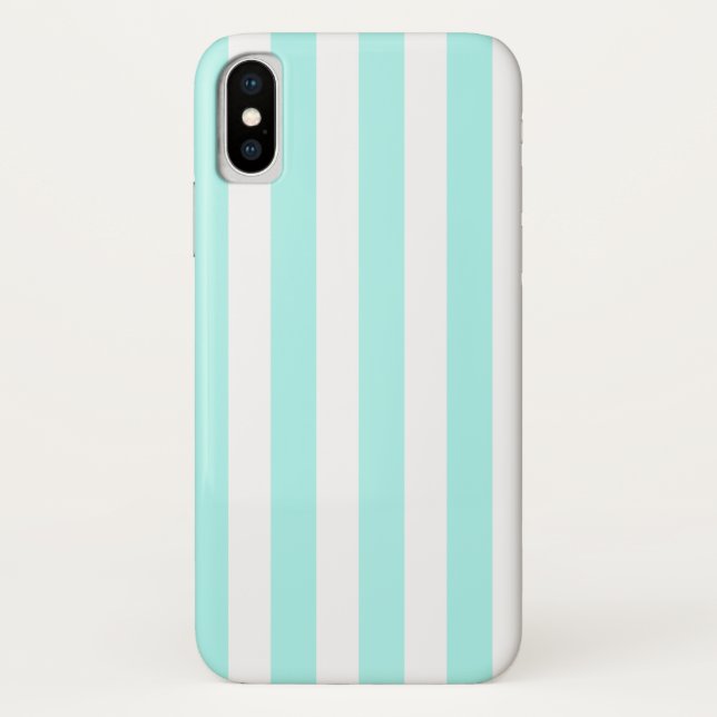 Funda De Case-Mate Para iPhone Rayas de caramelo blanco y turquesa (Reverso)