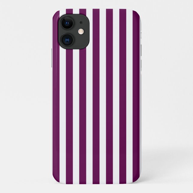 Funda De Case-Mate Para iPhone Rayas de caramelo ciruela y blanco (Reverso)