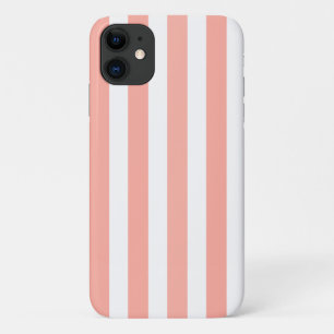 Funda Para iPhone 11 Rayas de caramelo de coral y blanco