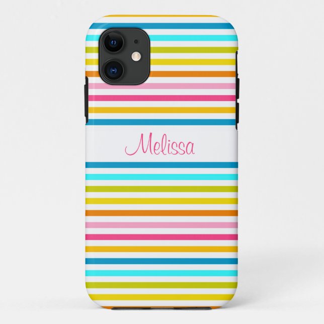 Funda De Case-Mate Para iPhone rayas de caramelo estilo chic verano primavera (Reverso)