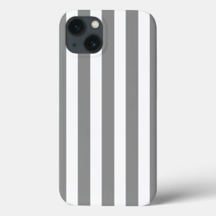 Funda Para iPhone 13 Rayas de caramelo gris y blanco Funda-Mate iPhone