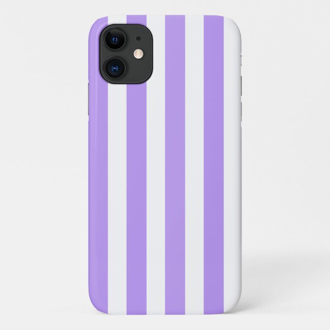 Funda De Case-Mate Para iPhone Rayas de caramelo morado y blanco (Reverso)