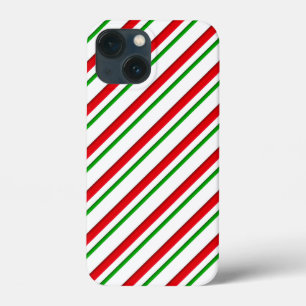 Funda Para iPhone 13 Mini Rayas de Caramelo, Rojo, Verde y Blanco