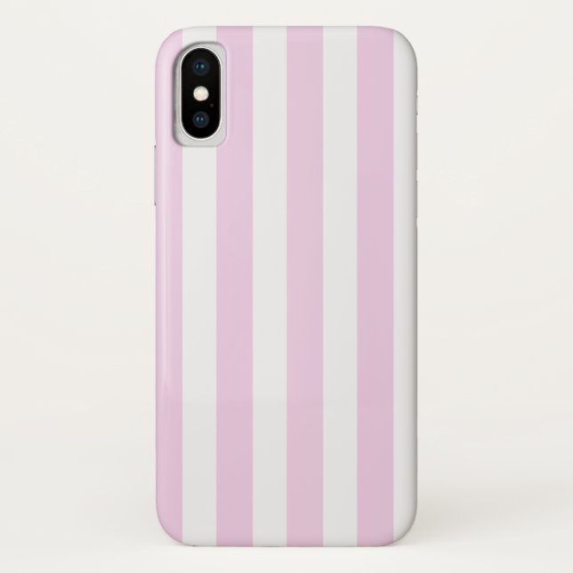 Funda De Case-Mate Para iPhone Rayas de caramelo rosa pálido y blanco (Reverso)