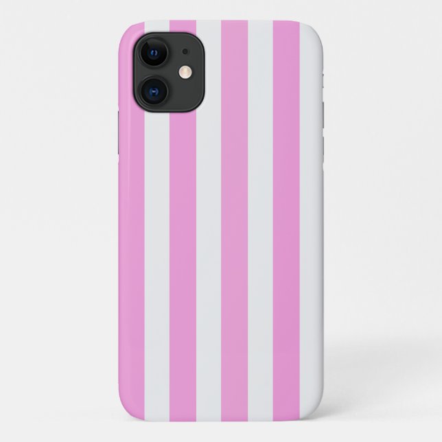 Funda De Case-Mate Para iPhone Rayas de caramelo rosa y blanco (Reverso)