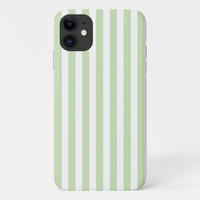 Funda De Case-Mate Para iPhone Rayas de caramelo verde claro y blanco (Reverso)