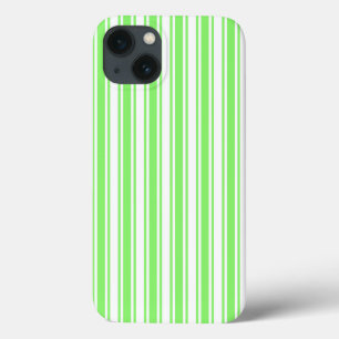 Funda Para iPhone 13 Rayas de caramelo verde limón y blanco Funda-Mate