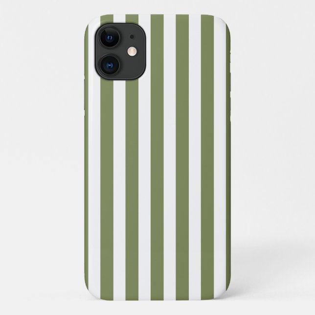 Funda De Case-Mate Para iPhone Rayas de caramelo verde oliva y blanco (Reverso)