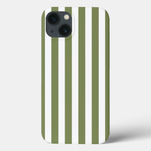 Funda Para iPhone 13 Rayas de caramelo verde oliva y blanco Funda-Mate 