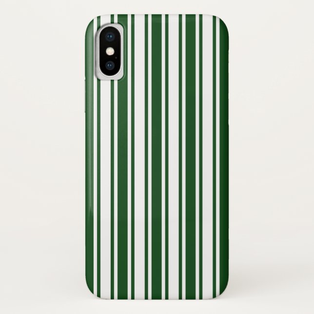 Funda De Case-Mate Para iPhone Rayas de caramelo verde oscuro y blanco (Reverso)