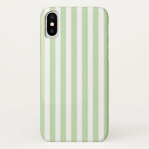 Funda Para iPhone X Rayas de caramelo verde pálido y blanco