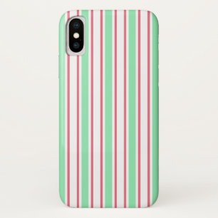 Funda Para iPhone X Rayas de caramelos verdes, rosas y blancas