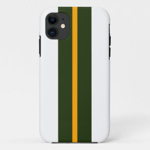 Funda Para iPhone 11 Rayas de Carreras amarilla verde oscuro vertical e