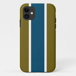 Funda Para iPhone 11 Rayas de Carreras azul del océano blanco verde oli