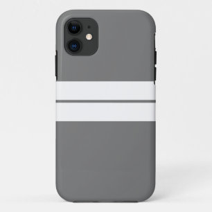 Funda Para iPhone 11 Rayas de Carreras blanca Gris Profesional Esporádi