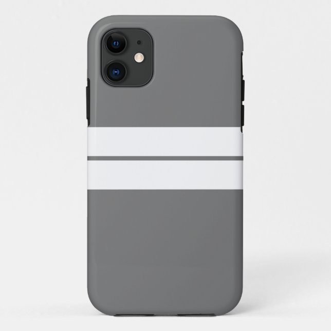 Funda De Case-Mate Para iPhone Rayas de Carreras blanca Gris Profesional Esporádi (Reverso)