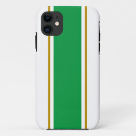 Funda Para iPhone 11 Rayas de Carreras blanca marrón verde brillante y 